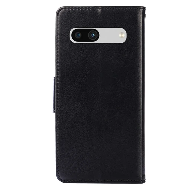 For Google Pixel 7a Textured PU Leather Phone Cover Anti-fall Folio Flip Wallet Case Foldable Stand Phone Shell - Black