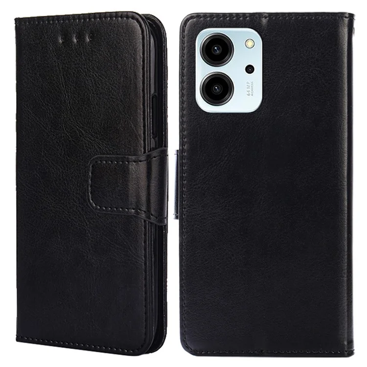 For Honor 80 SE 5G Textured PU Leather Phone Cover Anti-scratch Stand Wallet Shockproof Folio Flip Cell Phone Case - Black