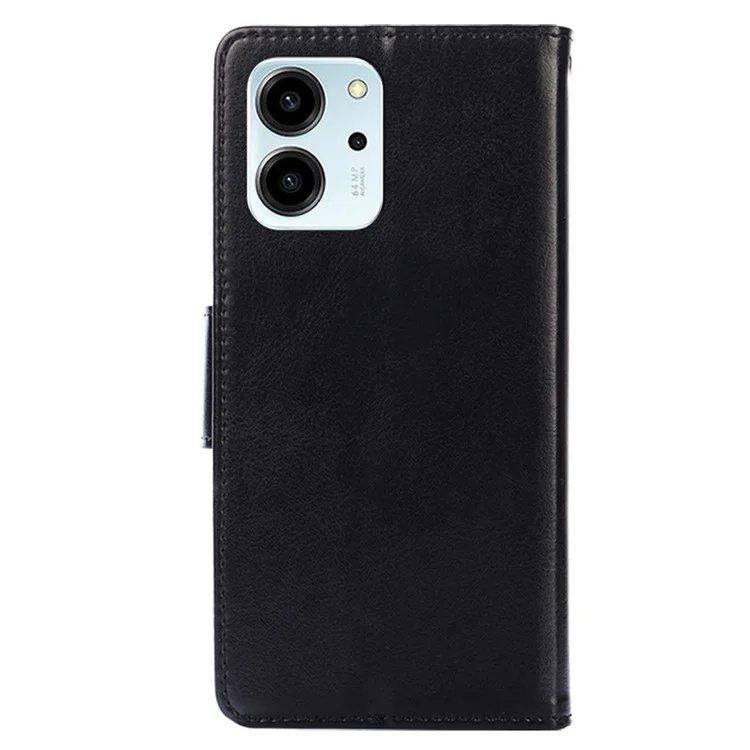 For Honor 80 SE 5G Textured PU Leather Phone Cover Anti-scratch Stand Wallet Shockproof Folio Flip Cell Phone Case - Black