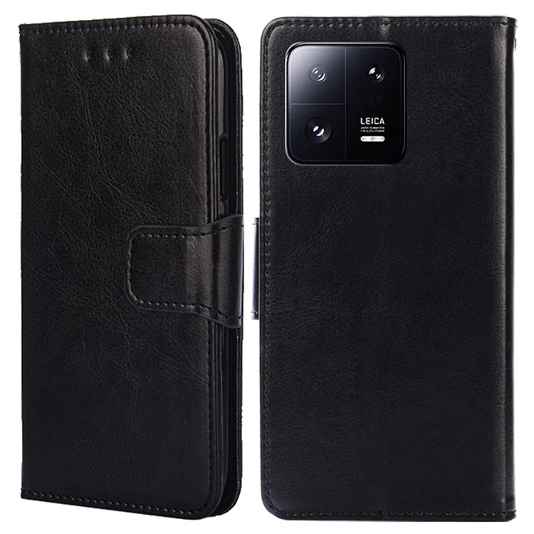 Pour Xiaomi 13 Pro 5G Anti-drop PU Leather Flip Phone Wallet Case Magnetic Stand Scratch-resistant Phone Cover - Noir