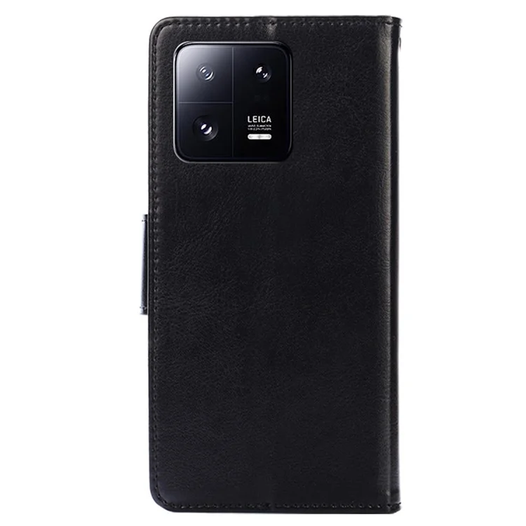 Pour Xiaomi 13 Pro 5G Anti-drop PU Leather Flip Phone Wallet Case Magnetic Stand Scratch-resistant Phone Cover - Noir