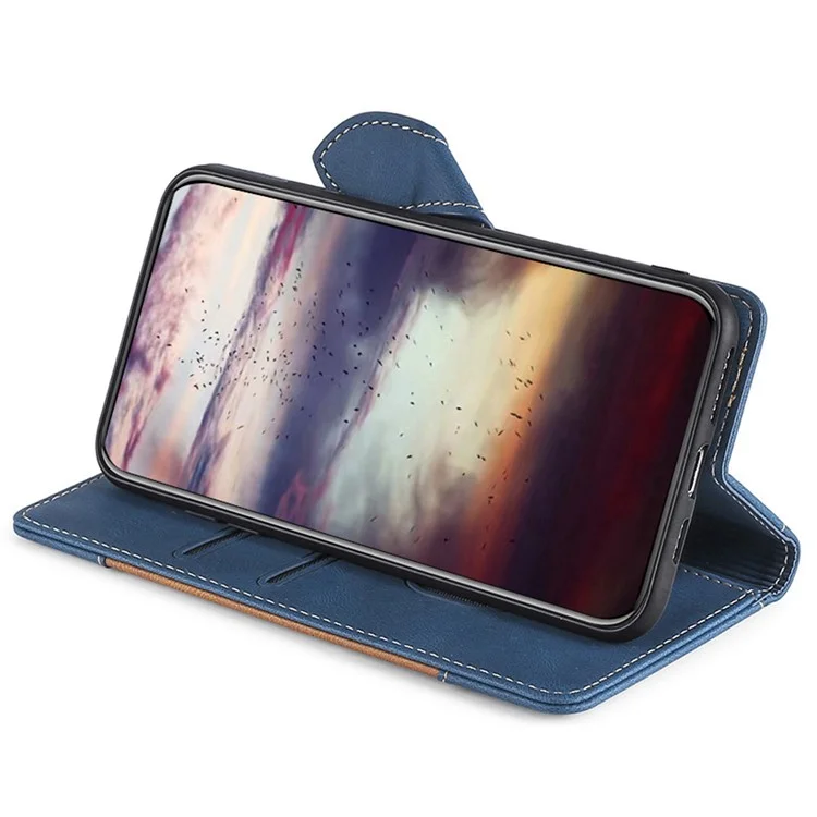 For Google Pixel 7a Straw Hat Pattern PU Leather Phone Case Shockproof Skin-touch Feeling Cell Phone Cover Stand Wallet - Blue