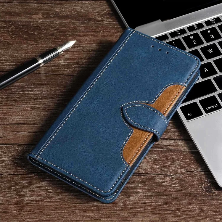 For Google Pixel 7a Straw Hat Pattern PU Leather Phone Case Shockproof Skin-touch Feeling Cell Phone Cover Stand Wallet - Blue