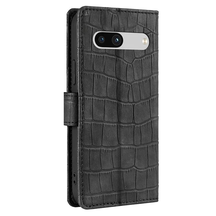 Pour Google Pixel 7a Crocodile Texture Skin-touch Feeling Phone Case Drop-proof PU Leather Cell Phone Cover with Wallet Stand - Noir