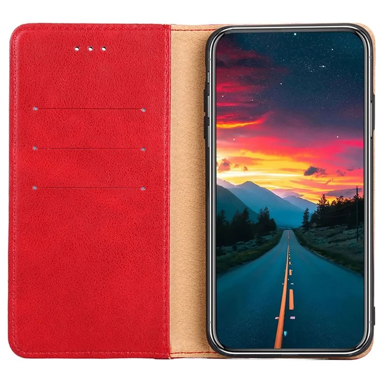 For Google Pixel 7a Anti-scratch PU Leather Stand Flip Wallet Case Shockproof Triangle Stitching Line Decor Phone Cover - Red