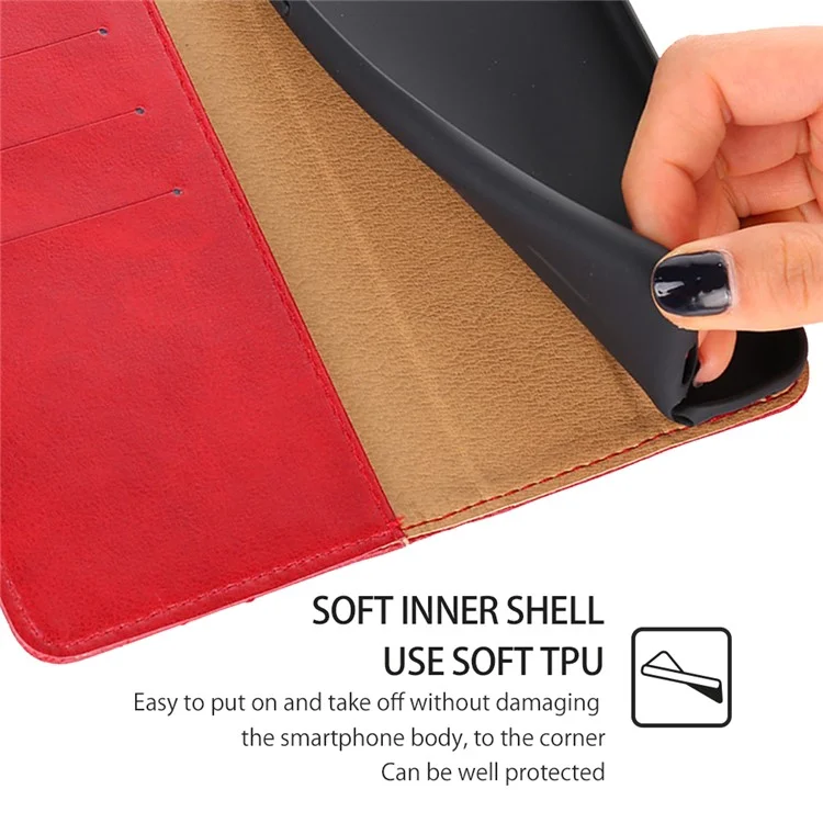 For Google Pixel 7a Anti-scratch PU Leather Stand Flip Wallet Case Shockproof Triangle Stitching Line Decor Phone Cover - Red