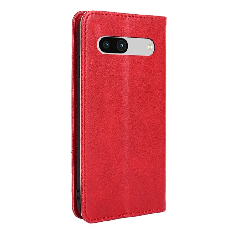 For Google Pixel 7a Anti-scratch PU Leather Stand Flip Wallet Case Shockproof Triangle Stitching Line Decor Phone Cover - Red