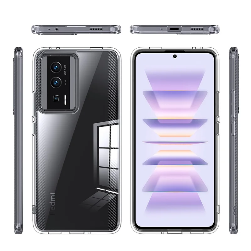 Stoßfeste Handyhülle für Xiaomi Poco F5 Pro 5G / Redmi K60 Pro 5G / K60 5G Harte PC Weiche TPU Kratzfeste Rückabdeckung - Transparent