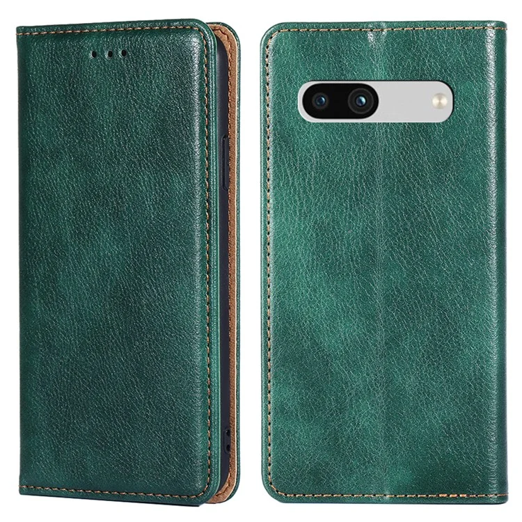 Capa de Celular de Couro PU para Google Pixel 7a, Com Suporte Magnético Fechamento Automático à Prova de Quedas, Carteira Flip Cover - Verde