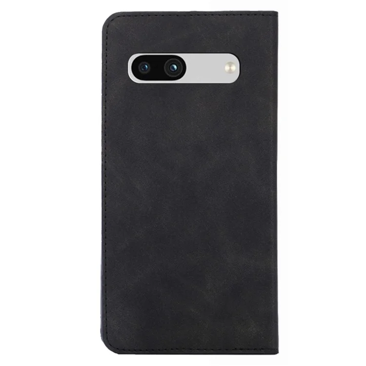 For Google Pixel 7a Drop-proof PU Leather Phone Case with Card Holders Skin-touch Feeling Magnetic Auto-absorbed Stand Flip Folio Phone Cover - Black
