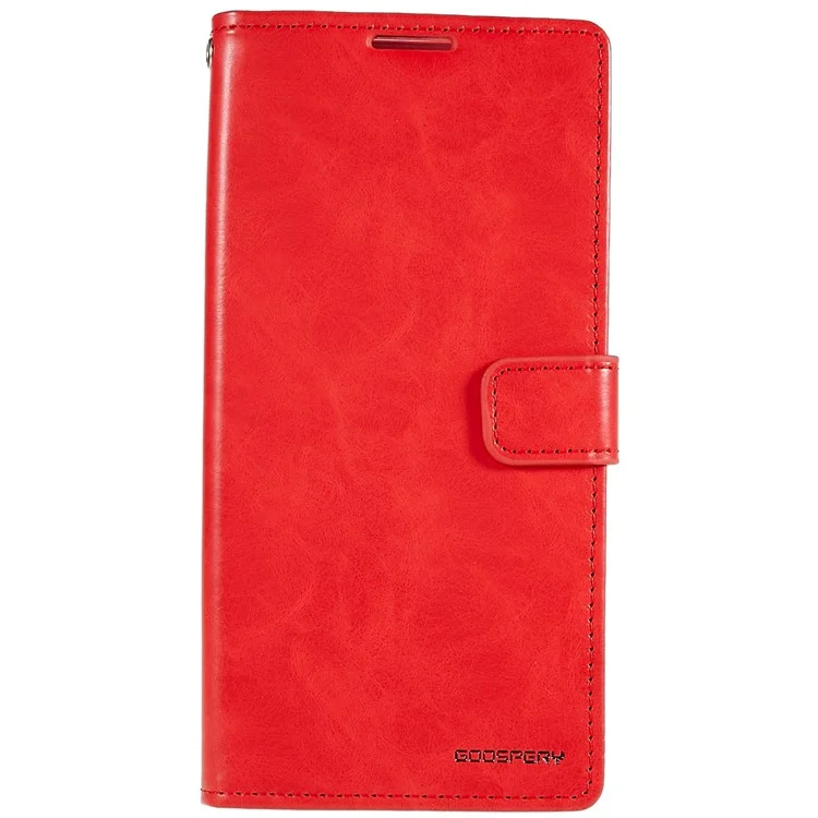 MERCURY GOOSPERY Blue Moon for Samsung Galaxy S23 Ultra PU Leather Phone Case Wallet Stand Magnetic Shockproof Protective Cover - Red