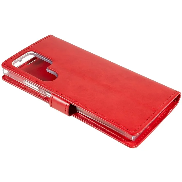 MERCURY GOOSPERY Blue Moon for Samsung Galaxy S23 Ultra PU Leather Phone Case Wallet Stand Magnetic Shockproof Protective Cover - Red