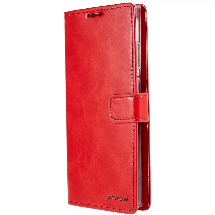 MERCURY GOOSPERY Blue Moon for Samsung Galaxy S23 Ultra PU Leather Phone Case Wallet Stand Magnetic Shockproof Protective Cover - Red