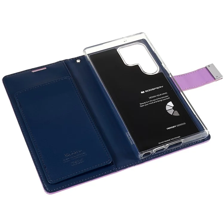 MERCURY GOOSPERY For Samsung Galaxy S23 Ultra PU Leather Metal Magnetic Clasp Protective Cover Phone Wallet Shockproof Case - Purple