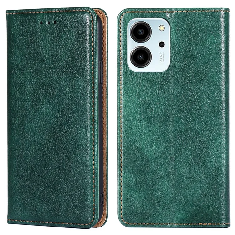 For Honor 80 SE 5G Foldable Stand Magnetic Auto-closing Protective Cover Anti-Scratch Wallet PU Leather Phone Case - Verde