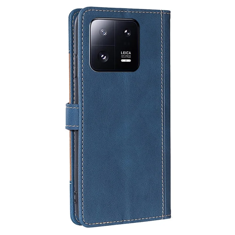 For Xiaomi 13 Pro 5G Cell Phone Cover Straw Hat Pattern PU Leather Phone Case Skin-touch Feeling Scratch-resistant Stand Wallet - Blue