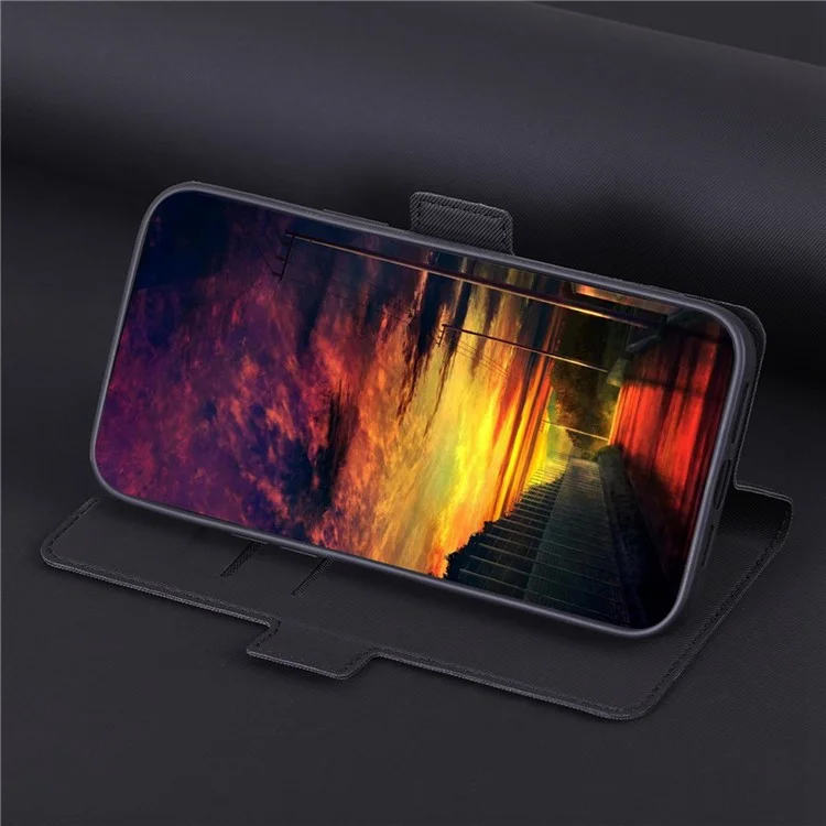 Para Xiaomi 13 Pro 5G Funda de teléfono con cierre magnético dual Textura de tela Soporte Tarjetero Carcasa de teléfono de cuero PU resistente a los golpes - Negro