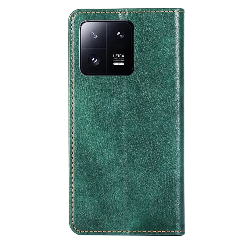 Para Xiaomi 13 Pro 5G Carteira PU Leather Magnetic Auto-closing Protective Cover Anti-Scratch Foldable Stand Phone Case - Verde