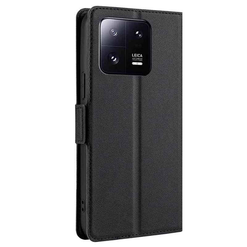 For Xiaomi 13 Pro 5G Ultra-thin Cell Phone Case Foldable Stand PU Leather Card Holder Protective Phone Cover Shell - Black