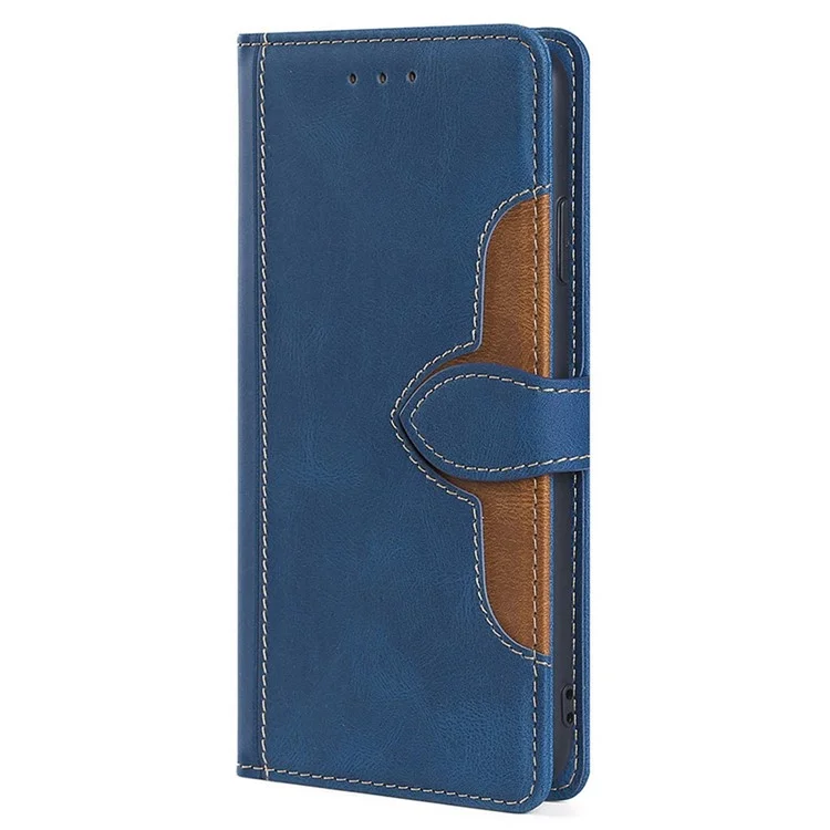 For Xiaomi 13 5G Drop-proof Straw Hat Pattern PU Leather Phone Case Skin-touch Feeling Scratch-resistant Cell Phone Cover Stand Wallet - Blue