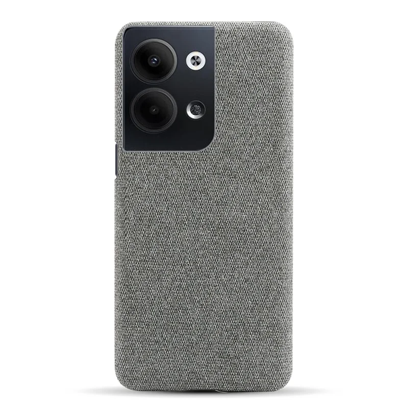 For Oppo Reno9 5G Solid Color Hard PC+Cloth Cell Phone Back Cover Anti-shock Phone Case - Grey