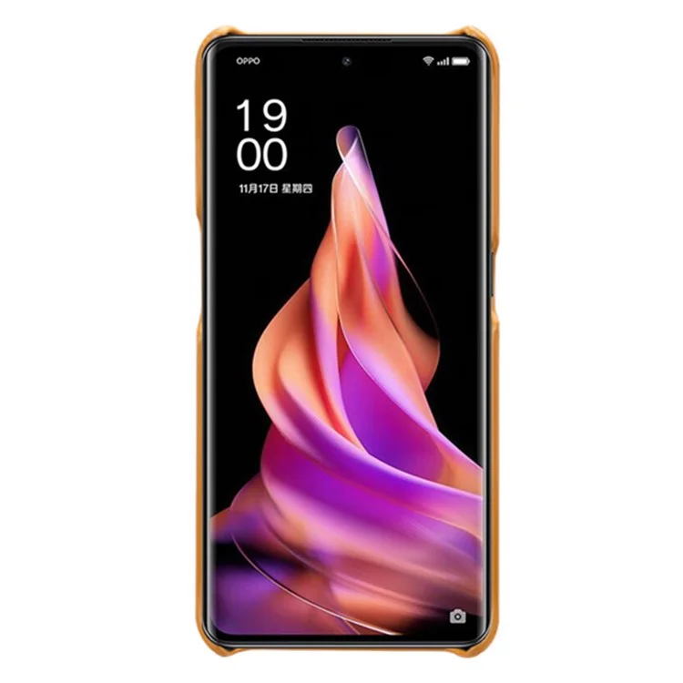 Calf Textured Phone Cover For Oppo Reno9 5G, Non-slip Lightweight PU Leather Coated PC Mobile Phone Case - Orange