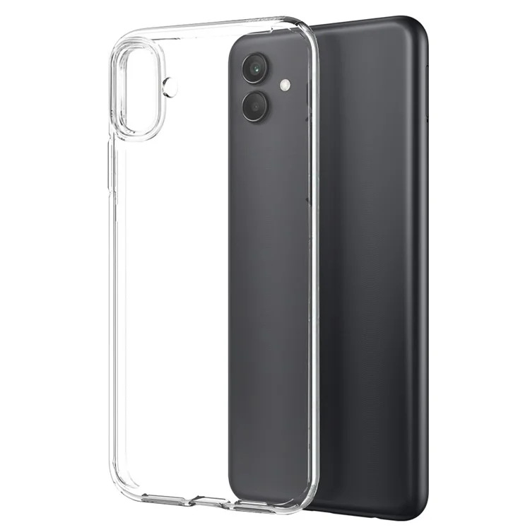 NORTHJO Für Samsung Galaxy A04 4G (164,4 x 76,3 x 9,1 mm) 2-in-1 Sturzsicheres Soft-TPU-Handyhülle + Kratzfester und explosionsgeschützter Panzerglas-Bildschirmschutz - Transparent