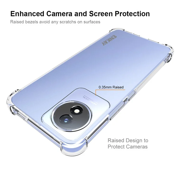ENKAY HAT PRINCE For vivo Y02 4G Anti-slip Strip Edge Clear TPU Case Thickened Corners Smartphone Cover