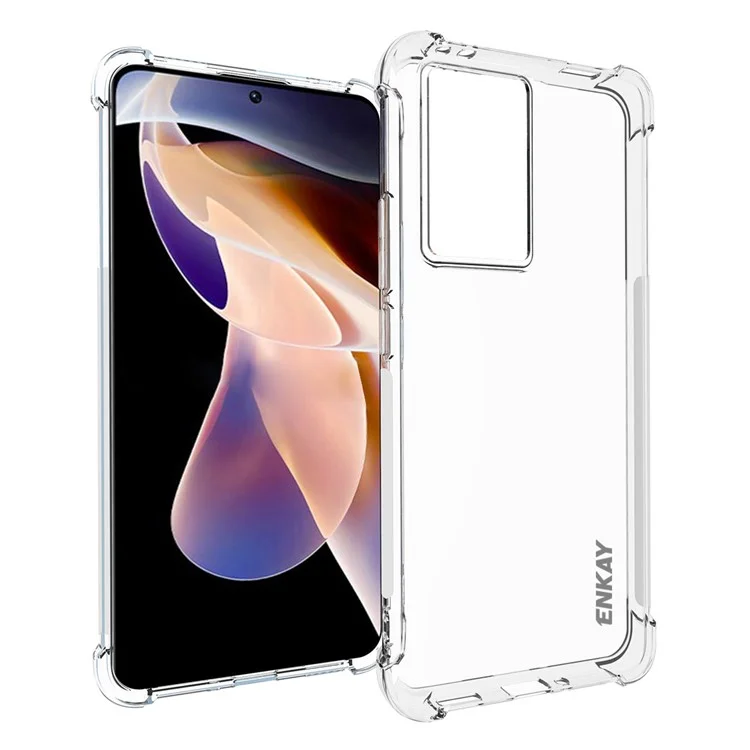 ENKAY HAT PRINCE For Xiaomi Poco F5 Pro 5G / Redmi K60 Pro 5G / K60 5G Shockproof TPU Cell Phone Cover Thickened Corners Anti-slip Strip Edge Clear Smartphone Case