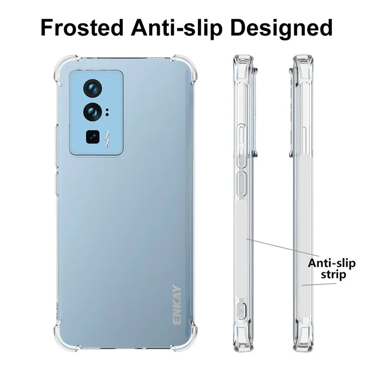 ENKAY HAT PRINCE For Xiaomi Poco F5 Pro 5G / Redmi K60 Pro 5G / K60 5G Shockproof TPU Cell Phone Cover Thickened Corners Anti-slip Strip Edge Clear Smartphone Case
