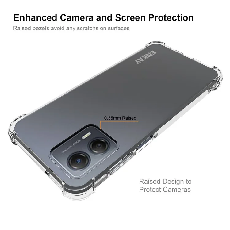 ENKAY HAT PRINCE für Motorola Moto G53 5G, verstärkte Ecken, rutschfestes TPU-Gehäuse, Streifenrand, transparente Smartphone-Hülle