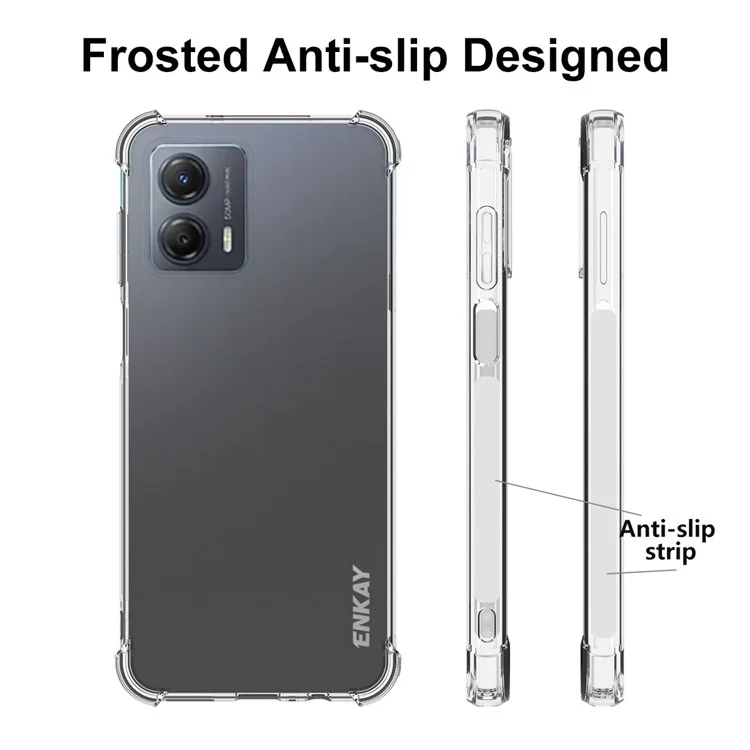 ENKAY HAT PRINCE für Motorola Moto G53 5G, verstärkte Ecken, rutschfestes TPU-Gehäuse, Streifenrand, transparente Smartphone-Hülle
