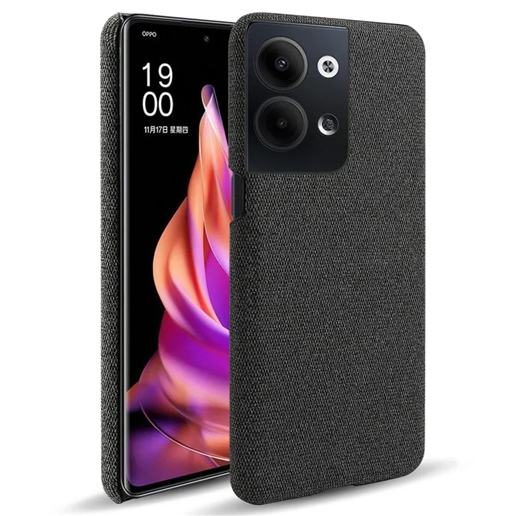 Para Oppo Reno9 Pro+ 5G Capa de Smartphone à Prova de Choque Cor Sólida Anti-Arranhões Capa de Telefone PC+Cloth Duro - Preto