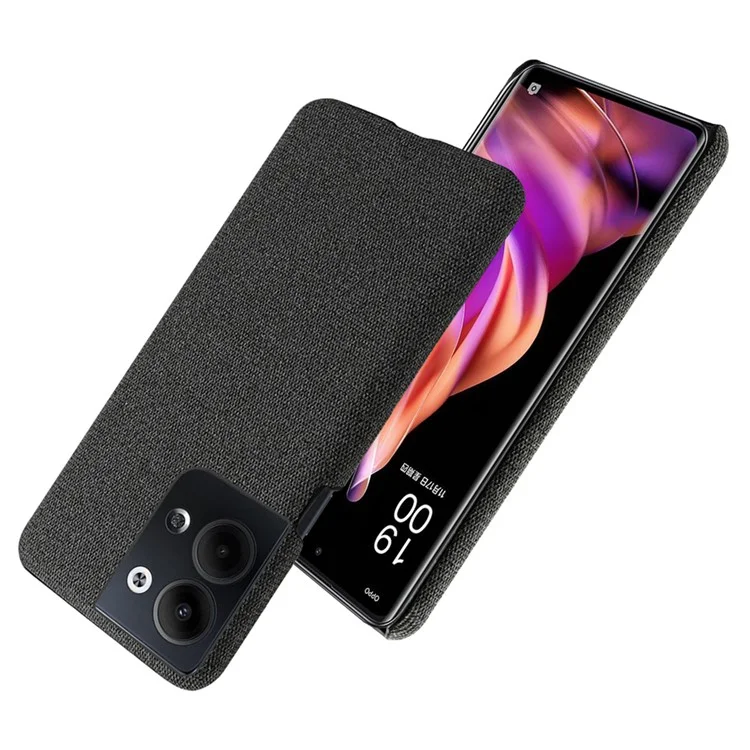Para Oppo Reno9 Pro+ 5G Capa de Smartphone à Prova de Choque Cor Sólida Anti-Arranhões Capa de Telefone PC+Cloth Duro - Preto
