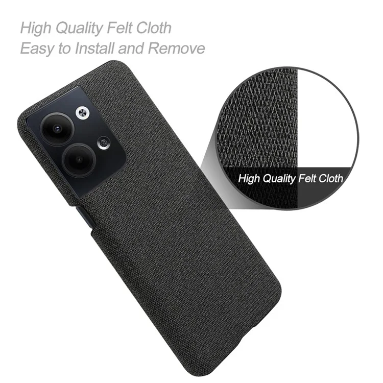 Para Oppo Reno9 Pro+ 5G Capa de Smartphone à Prova de Choque Cor Sólida Anti-Arranhões Capa de Telefone PC+Cloth Duro - Preto
