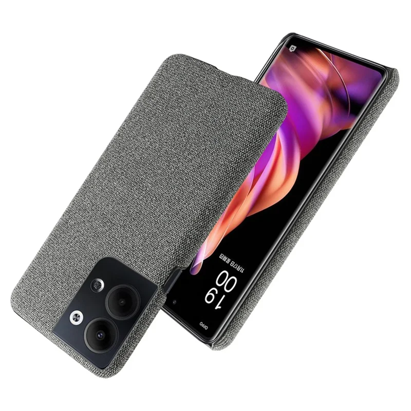 For Oppo Reno9 Pro+ 5G Shockproof Smartphone Case Solid Color Anti-scratch Hard PC+Cloth Phone Cover - Grey