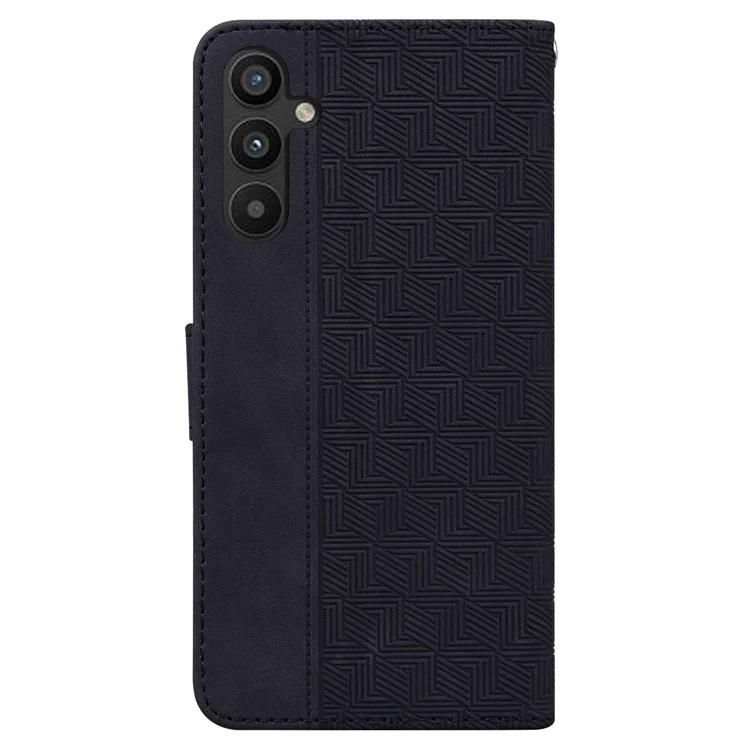 Para Samsung Galaxy A34 5G Carteira à prova de choques Padrão geométrico impresso Caso de telefone de couro PU Fecho magnético Alça manual Suporte Flip Phone Cover - Preto