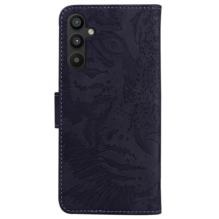For Samsung Galaxy A54 5G PU Leather Stand Magnetic Clasp Case Tiger Pattern Imprinted Wallet Protective Phone Cover - Black