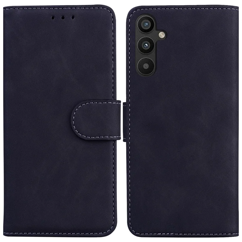 Per Samsung Galaxy A54 5G Anti-impronta digitale Colore solido Custodia in pelle PU Custodia protettiva per telefono - Nero
