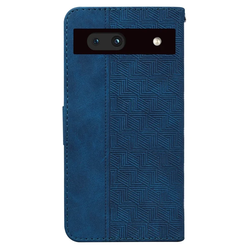 Imprinted Geometry Pattern Phone Case for Google Pixel 7a, Anti-Scratch PU Leather Magnetic Closure Wallet Stand Phone Cover - Blue