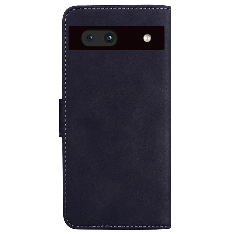 For Google Pixel 7a Drop Protection PU Leather Wallet Case Solid Color Shockproof Phone Stand Cover - Black