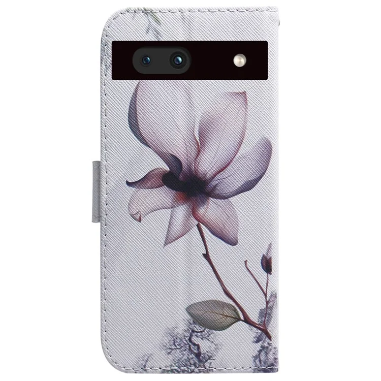 Per Google Pixel 7a PU Leather Folio Wallet Case Pattern Printing Stand Magnetic Closure Phone Cover - Pink Flower