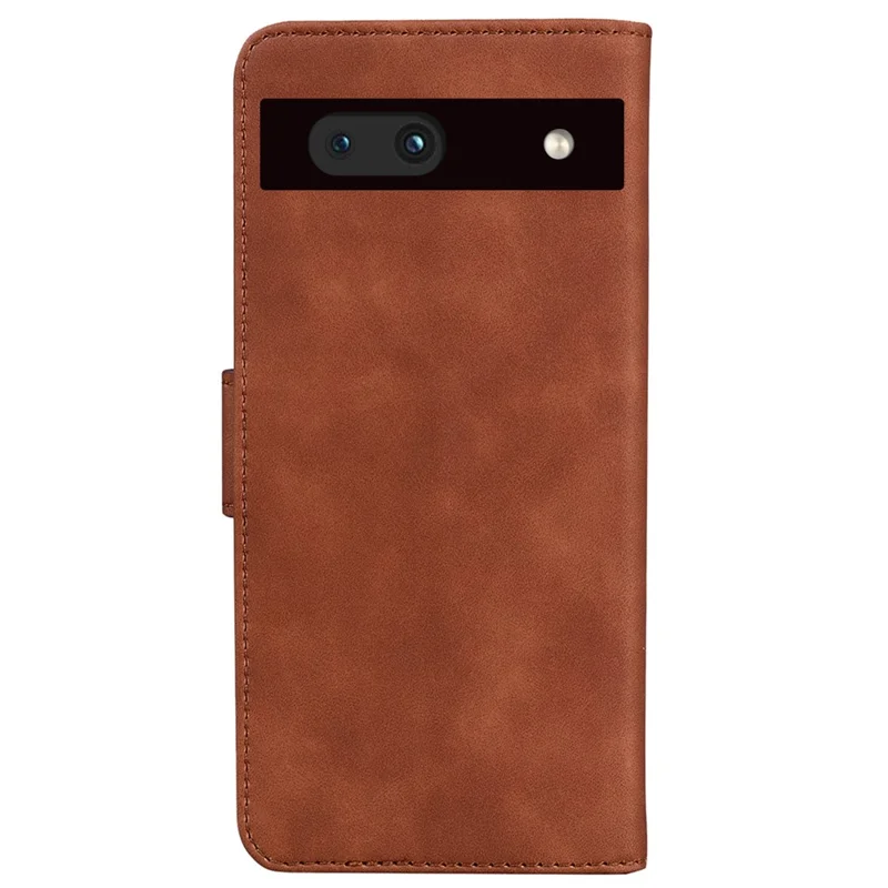 For Google Pixel 7a Skin-touch Feeling Phone Shell Big Butterfly Pattern Printing Wallet PU Leather Stand Cover Case - Brown