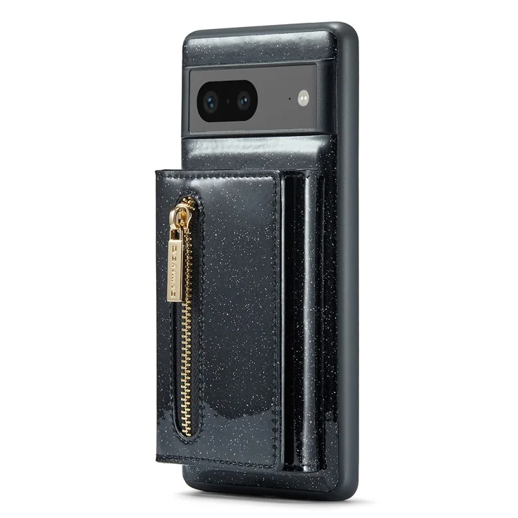 DG.MING M3 Series For Google Pixel 7 5G Magnetic Detachable Glitter Bling Powder PU Leather Phone Cover Wallet Kickstand Shockproof Phone Case - Negro