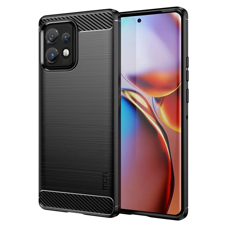 MOFI JK TPU Series-1 Custodia Protettiva per Motorola Moto Edge 40 Pro 5G / Moto X40 5G Fibra di Carbonio Spazzolata TPU Custodia Posteriore per Telefono - Nero