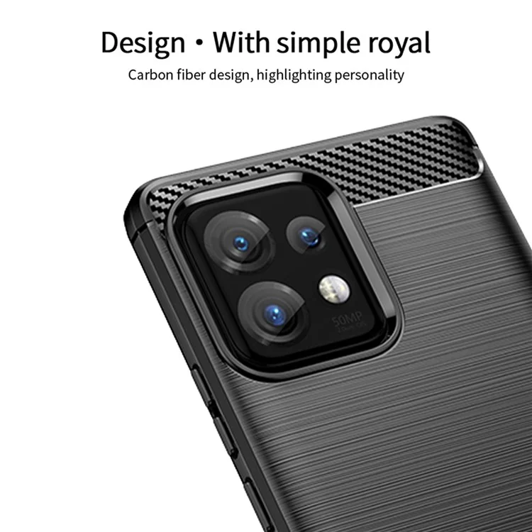 MOFI JK TPU Series-1 Custodia Protettiva per Motorola Moto Edge 40 Pro 5G / Moto X40 5G Fibra di Carbonio Spazzolata TPU Custodia Posteriore per Telefono - Nero
