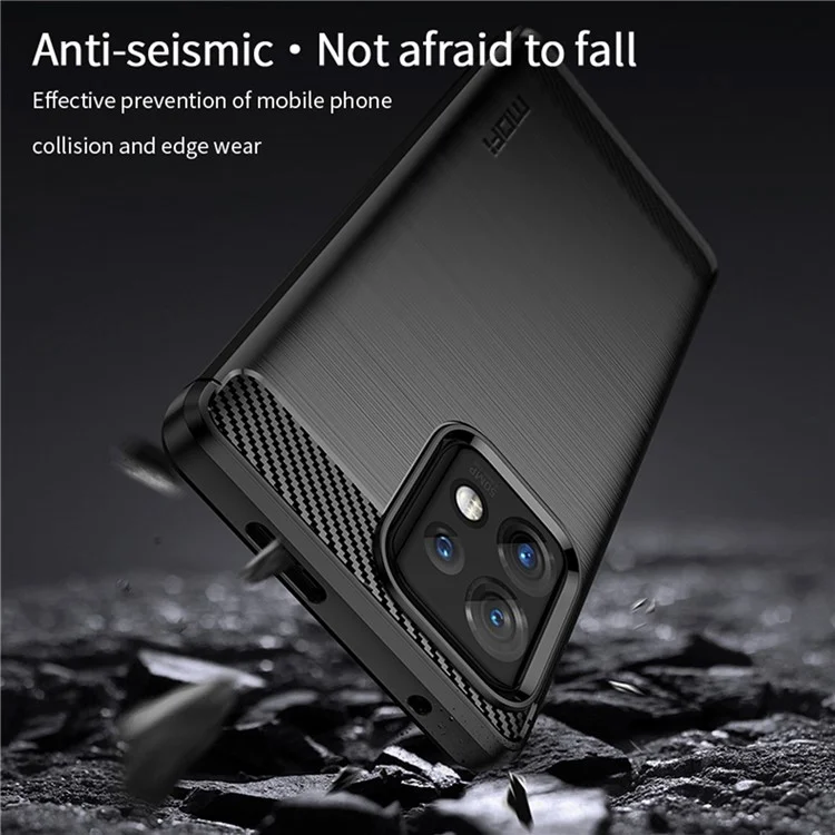 MOFI JK TPU Series-1 Custodia Protettiva per Motorola Moto Edge 40 Pro 5G / Moto X40 5G Fibra di Carbonio Spazzolata TPU Custodia Posteriore per Telefono - Nero