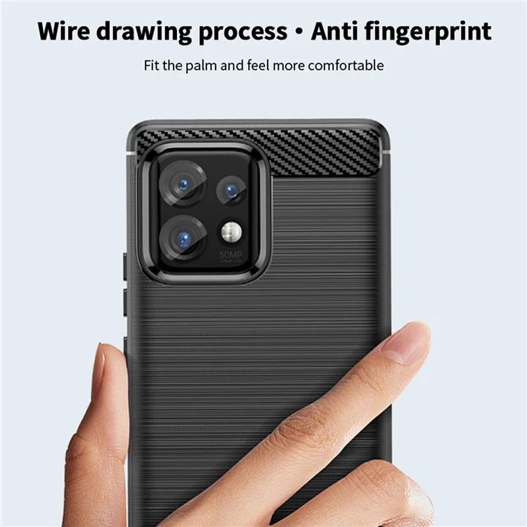 MOFI JK TPU Series-1 Custodia Protettiva per Motorola Moto Edge 40 Pro 5G / Moto X40 5G Fibra di Carbonio Spazzolata TPU Custodia Posteriore per Telefono - Nero