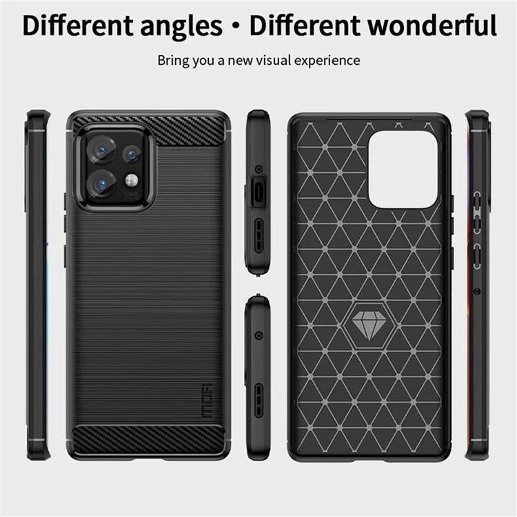 MOFI JK TPU Series-1 Custodia Protettiva per Motorola Moto Edge 40 Pro 5G / Moto X40 5G Fibra di Carbonio Spazzolata TPU Custodia Posteriore per Telefono - Nero