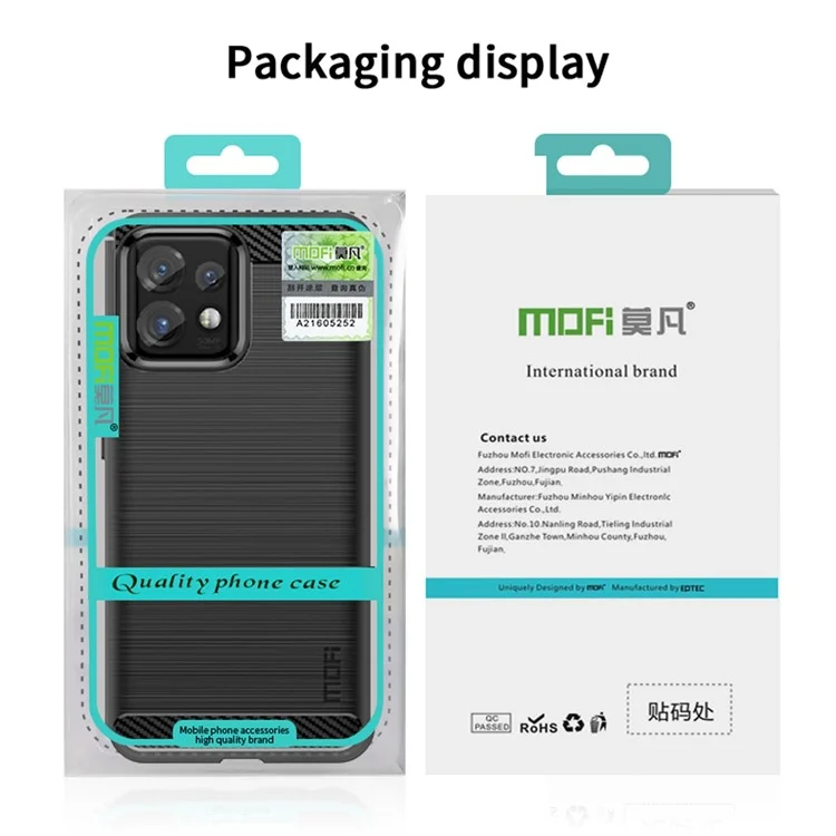 MOFI JK TPU Series-1 Custodia Protettiva per Motorola Moto Edge 40 Pro 5G / Moto X40 5G Fibra di Carbonio Spazzolata TPU Custodia Posteriore per Telefono - Nero